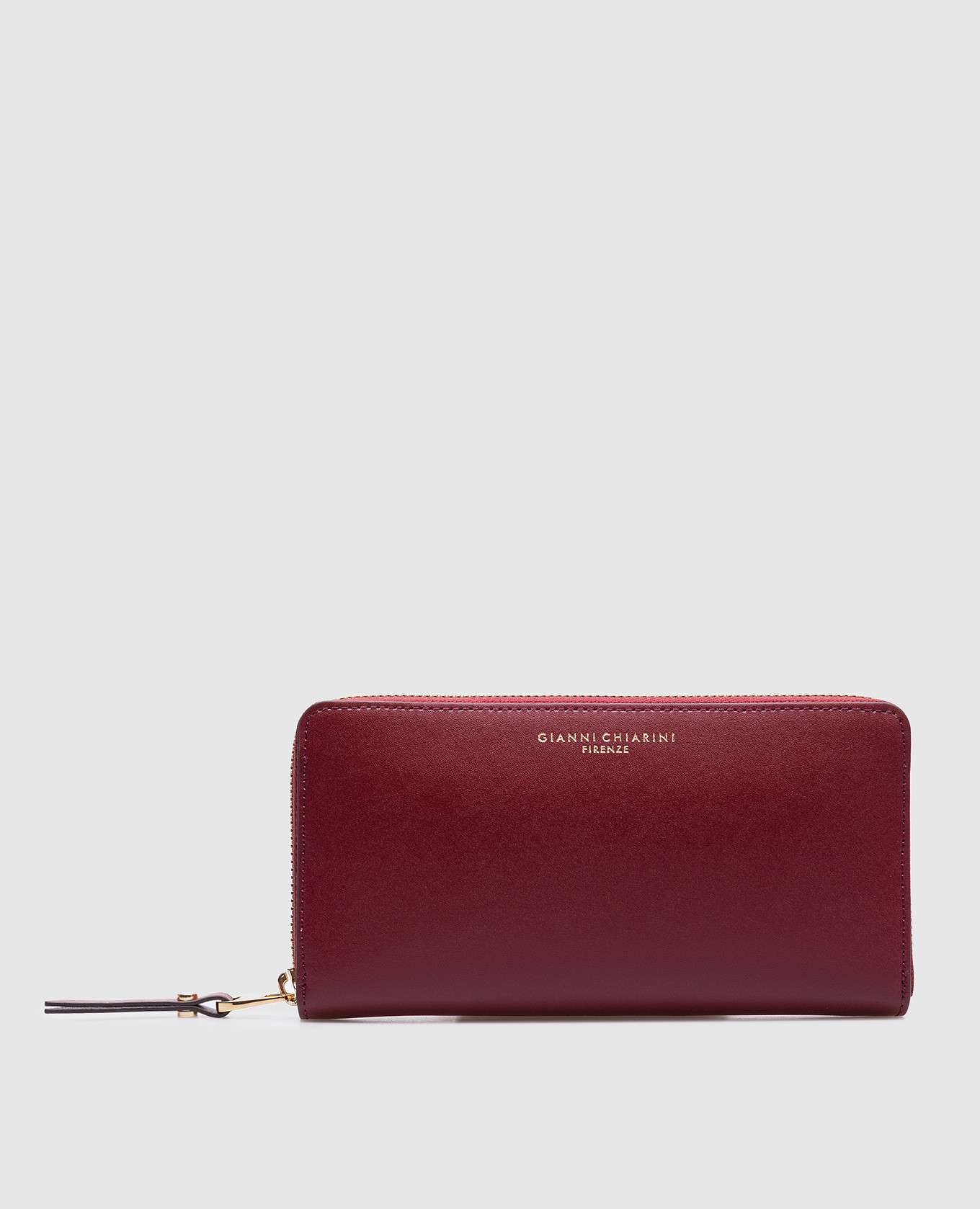 

Burgundy leather wallet with logo Gianni Chiarini, Бордовый