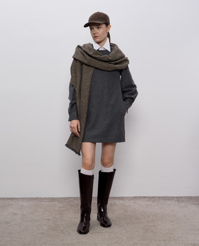 Brunello Cucinelli Gray wool and cashmere dress with monil chain MB162AFB61