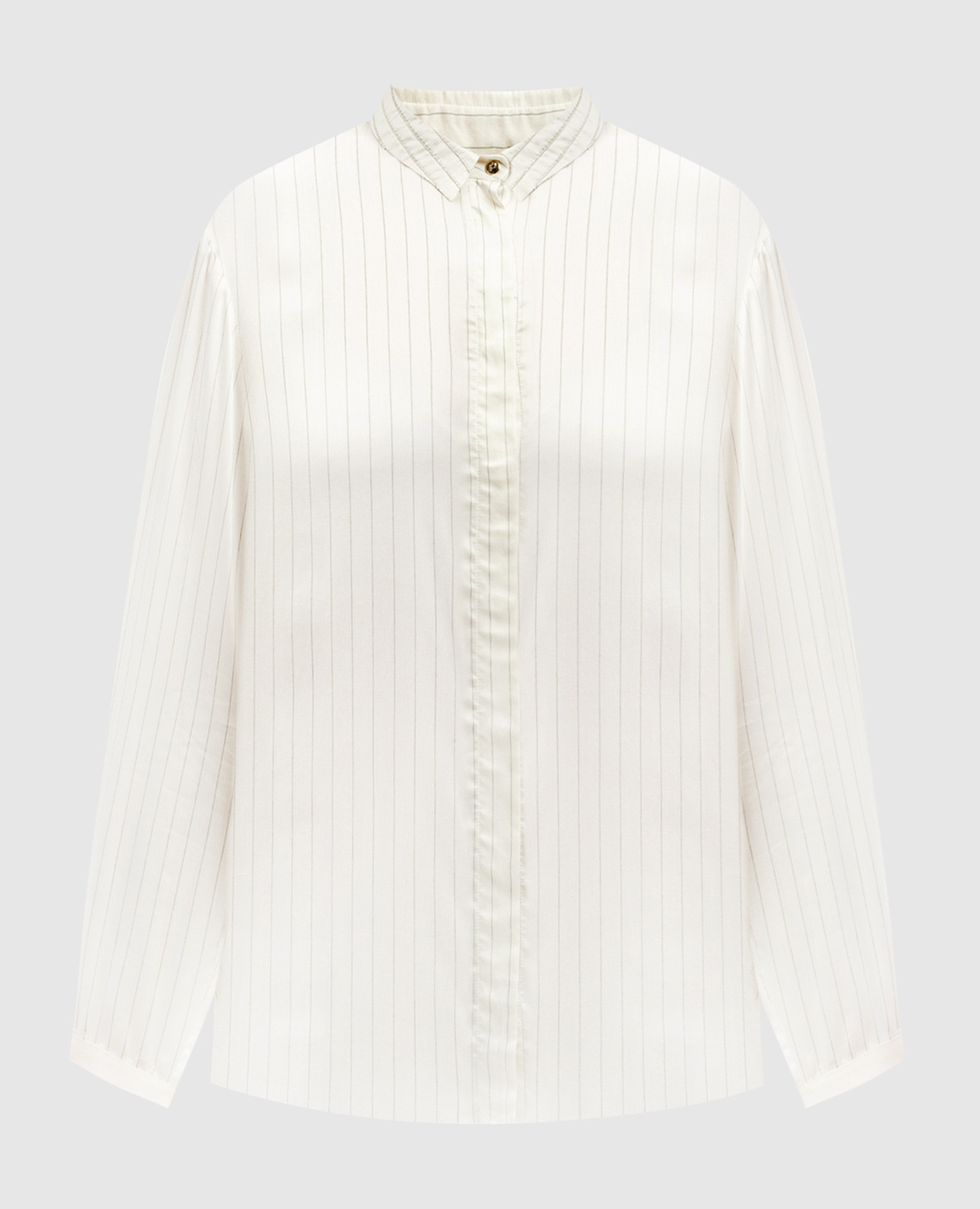 

Beige striped silk blouse with monil chain Peserico
