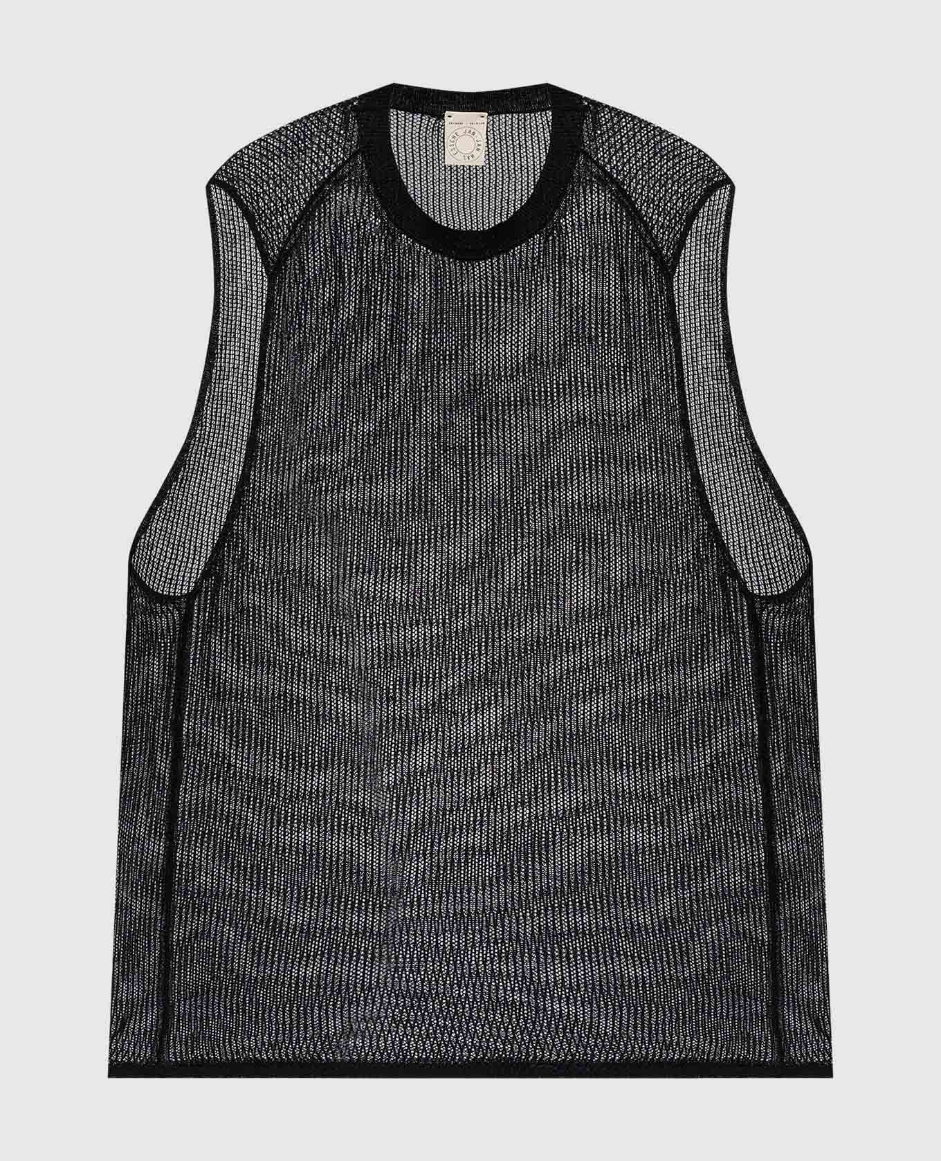 

Black openwork T-shirt with linen Jan Jan Van Essche
