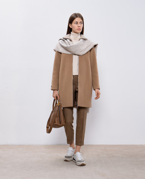 Peserico Beige wool, silk and cashmere sweater with monil chain S99609F1209018