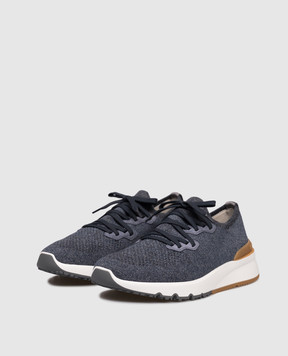 Brunello Cucinelli Blue sneakers with textured logo MZUKISO250