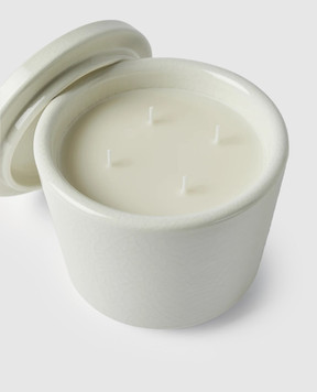 Brunello Cucinelli A candle in a ceramic candle holder with a crackle effect with the aroma of white tea MLCAND440