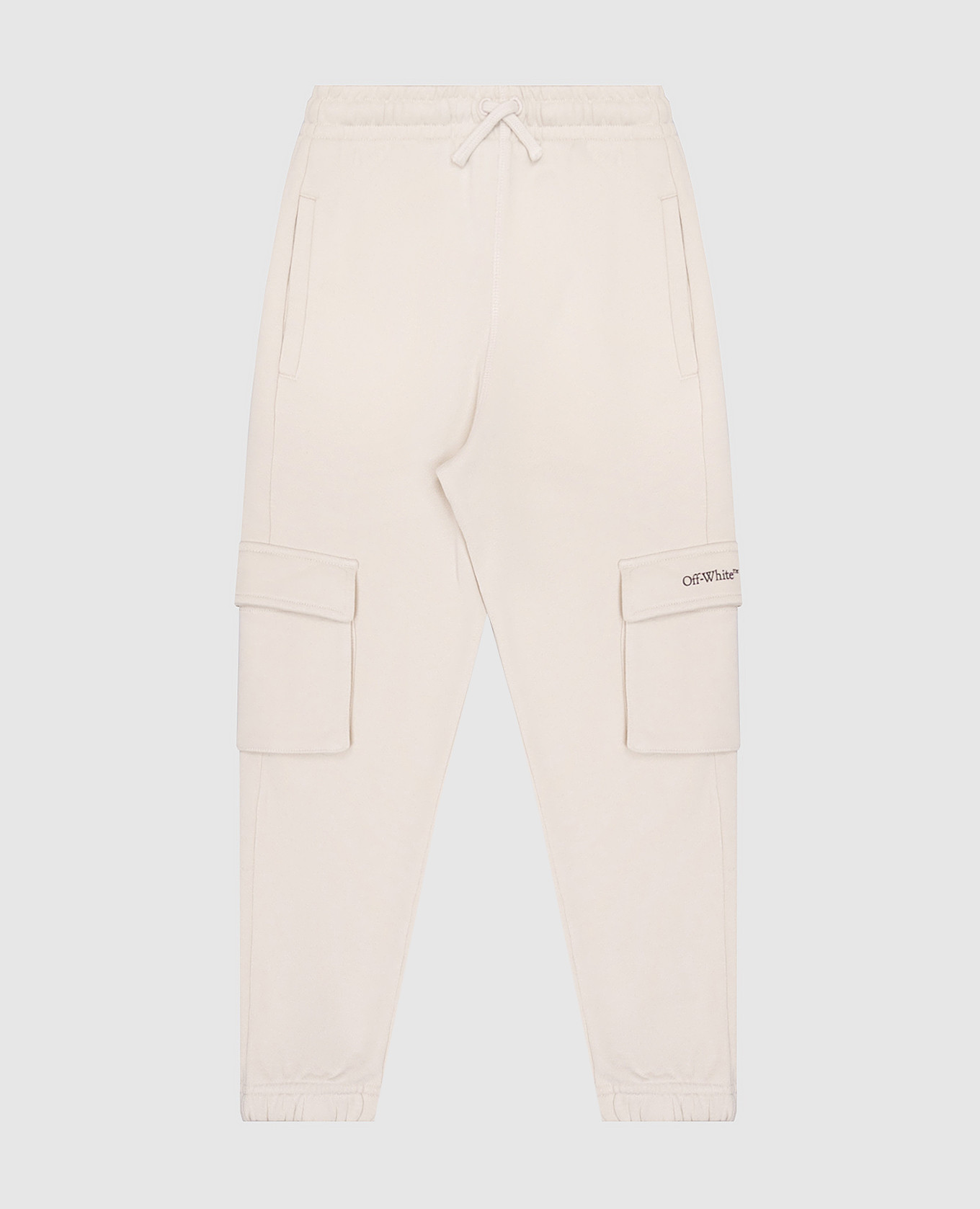 Children&#39;s beige jogger pants with logo print Off-White