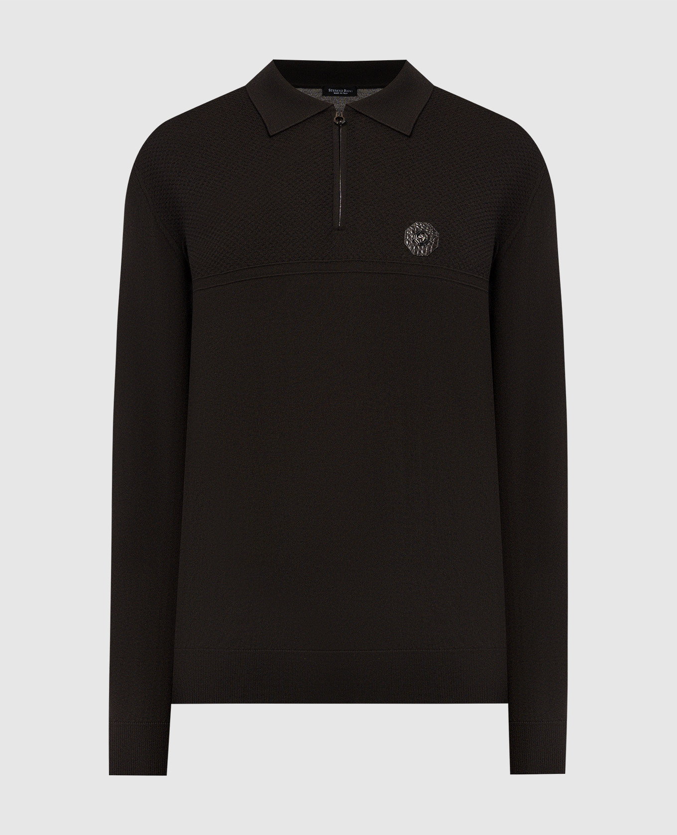 

Brown wool polo with eagle head logo Stefano Ricci