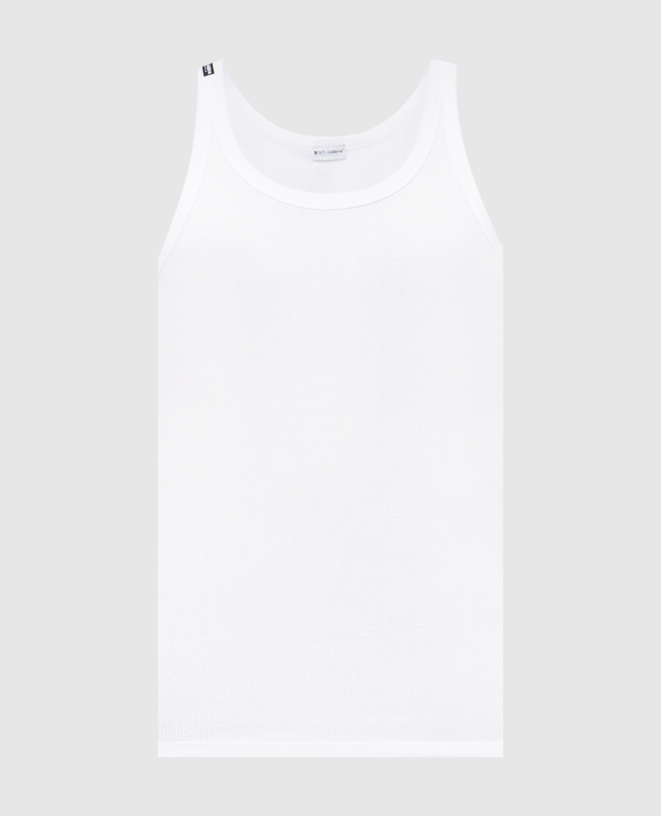 White ribbed T-shirt with logo patch Dolce&Gabbana