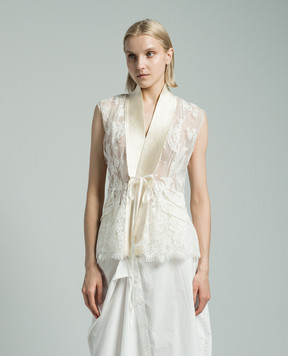 Marc Le Bihan White vest with silk and lace 22008