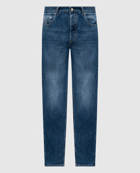 Brunello Cucinelli Blue jeans with leather logo patch M0Z37D3210