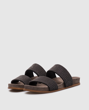 Brunello Cucinelli Gray flip-flops with a monil chain MZ45C2880
