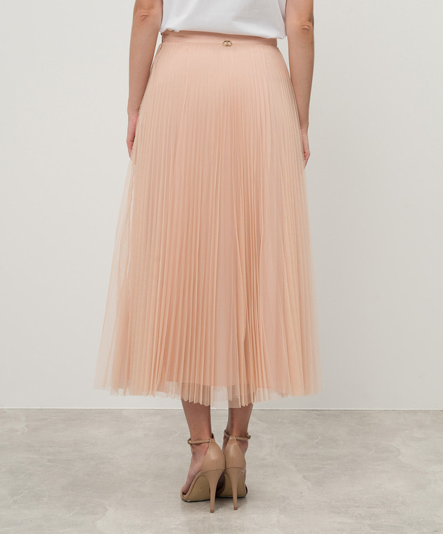 Twinset - Orange pleated skirt with logo 242TP2372 - shop with