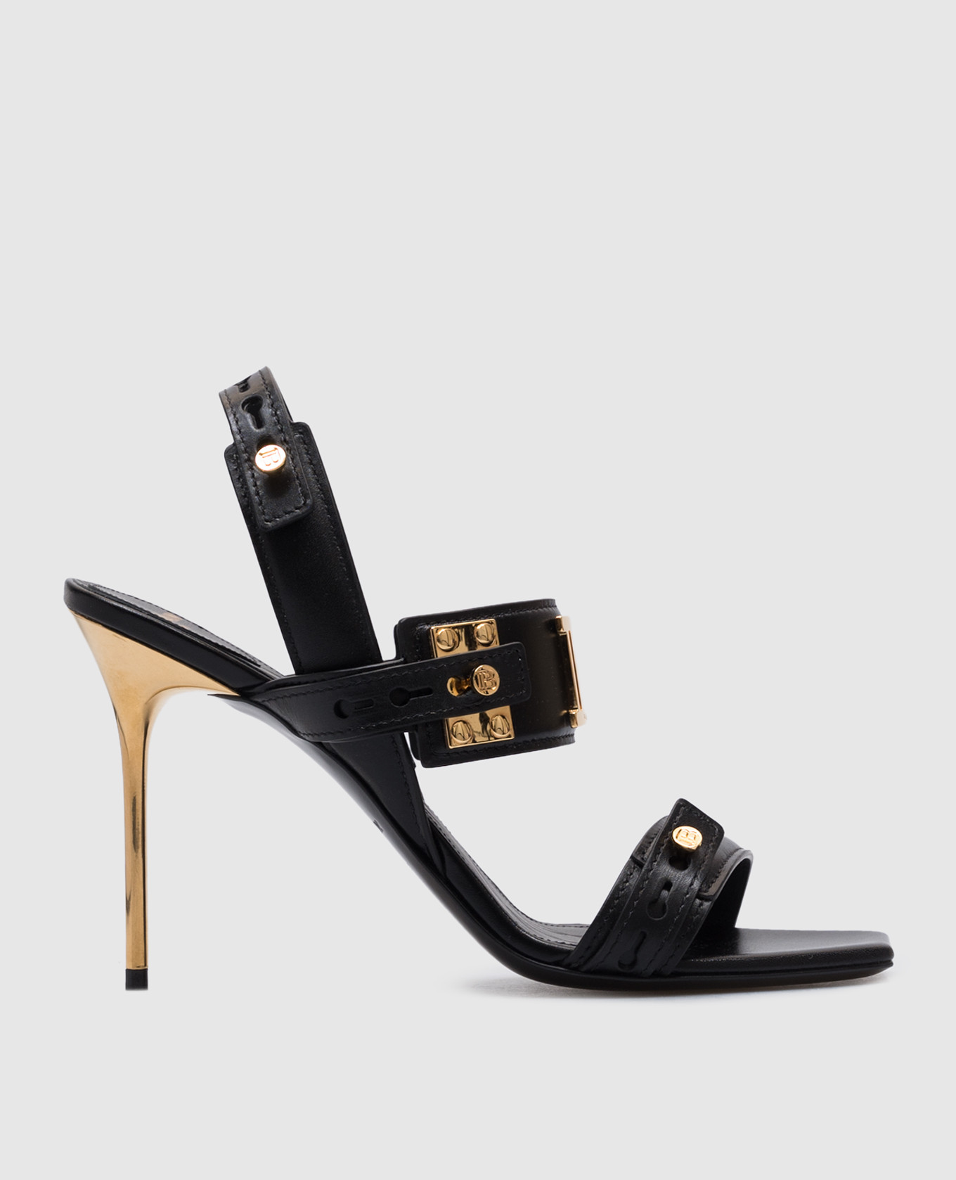 

Black leather sandals with logo Balmain