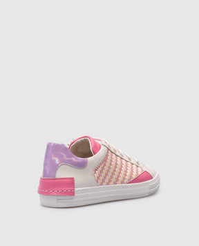 Zecchino D'oro Children's white leather sneakers with weaving F1445462526