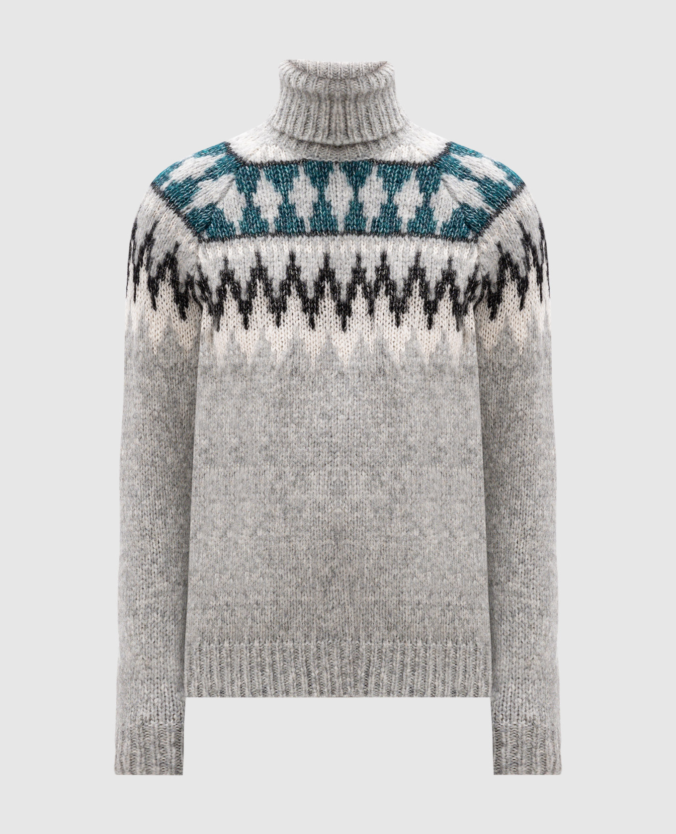 Dacre gray alpaca sweater with jacquard pattern moorer