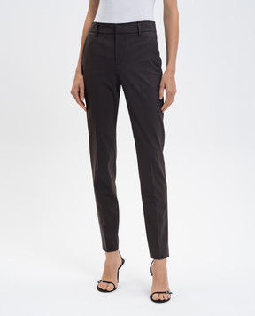 Brunello Cucinelli Brown wool pants with monil chain MPW07P8584
