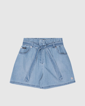 Dolce&Gabbana Children's blue denim shorts with logo L53Q32LDD0746