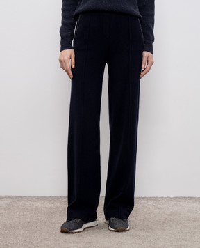 Peserico Blue wool, silk and cashmere trousers with monil chain A94104F1209283