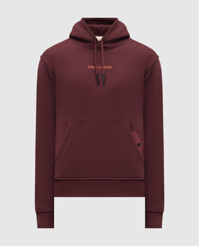 Trussardi Burgundy hoodie with textured logo G8108000056NMF532F01
