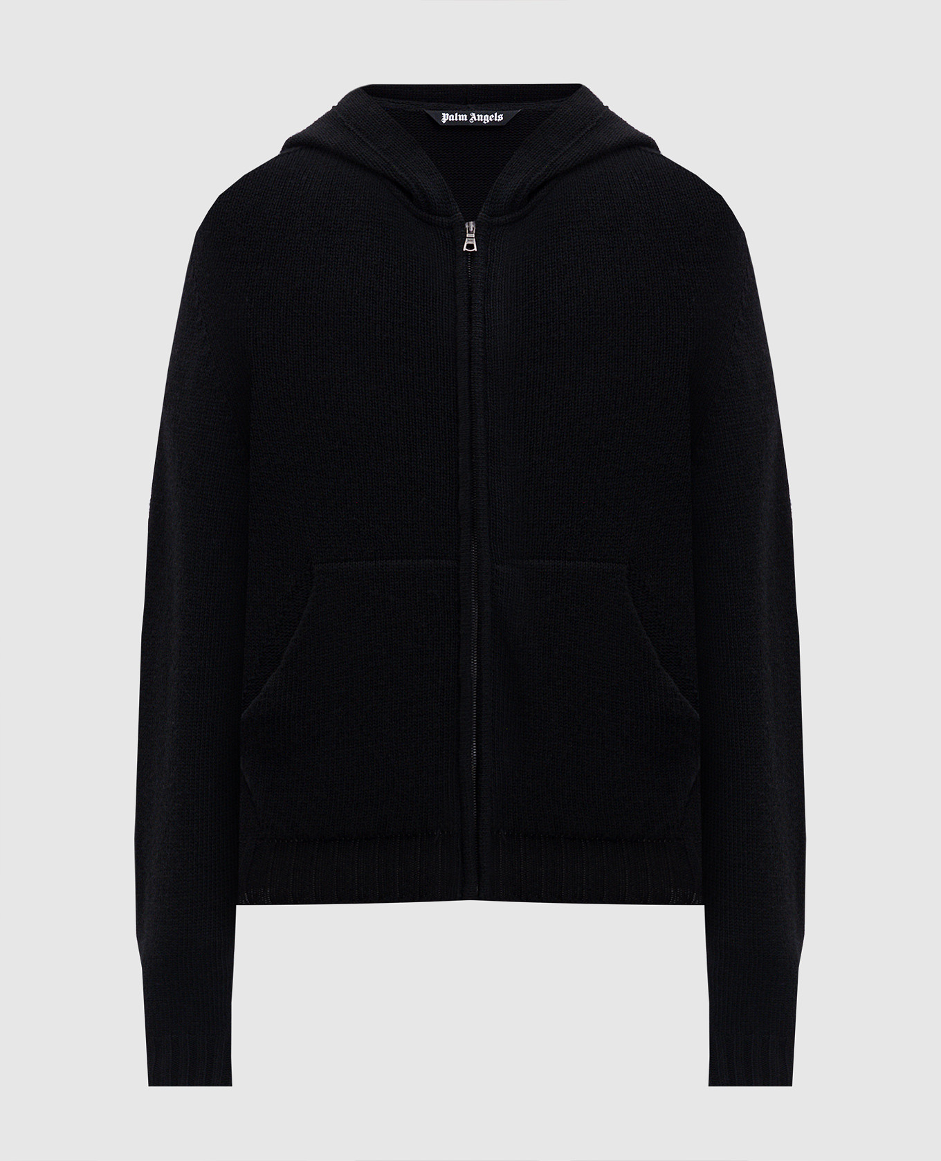 

Black hooded cardigan with wool and cashmere Palm Angels