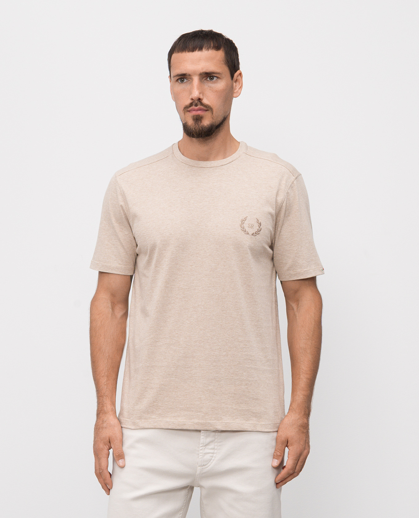 

Beige melange t-shirt with logo Stefano Ricci