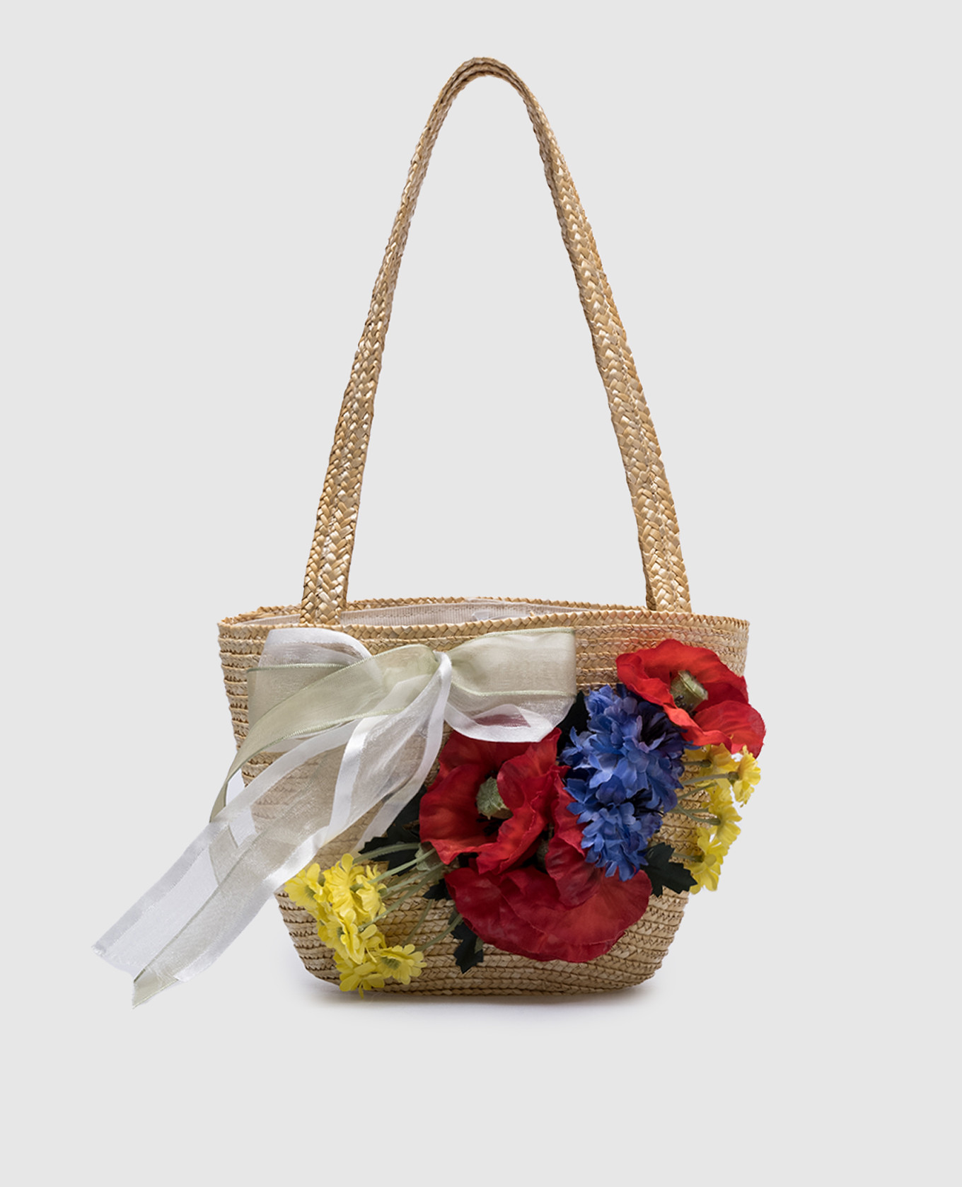 

Children's straw tote bag with floral appliqué Il Trenino, Бежевый