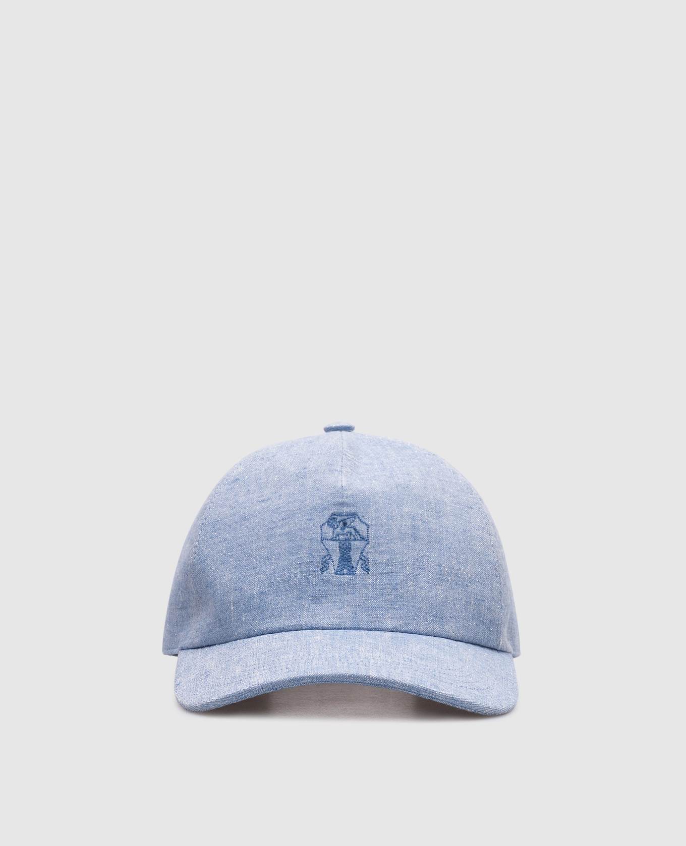 

Blue linen cap with logo emblem Brunello Cucinelli, Light blue