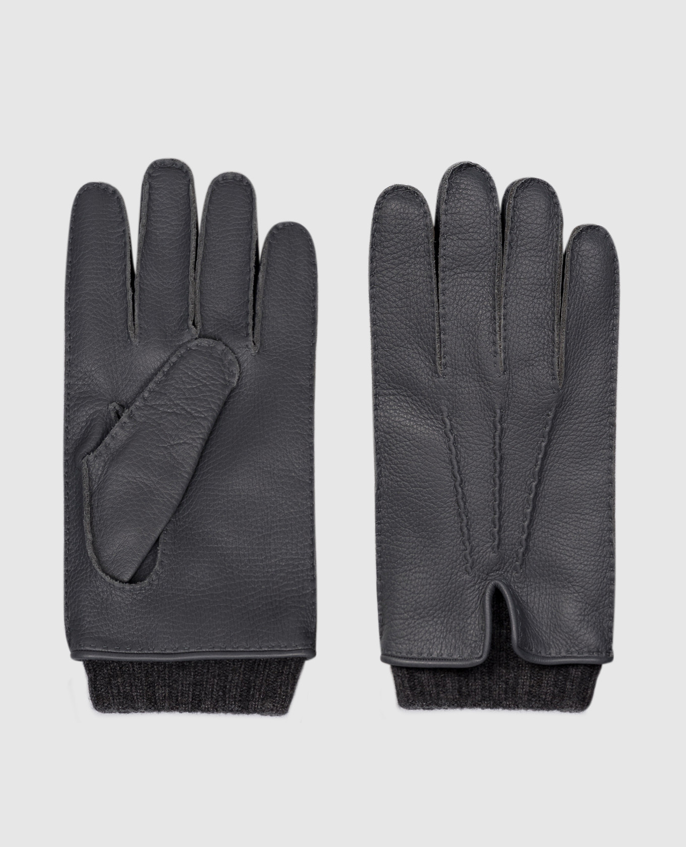 Gray leather gloves Agnona