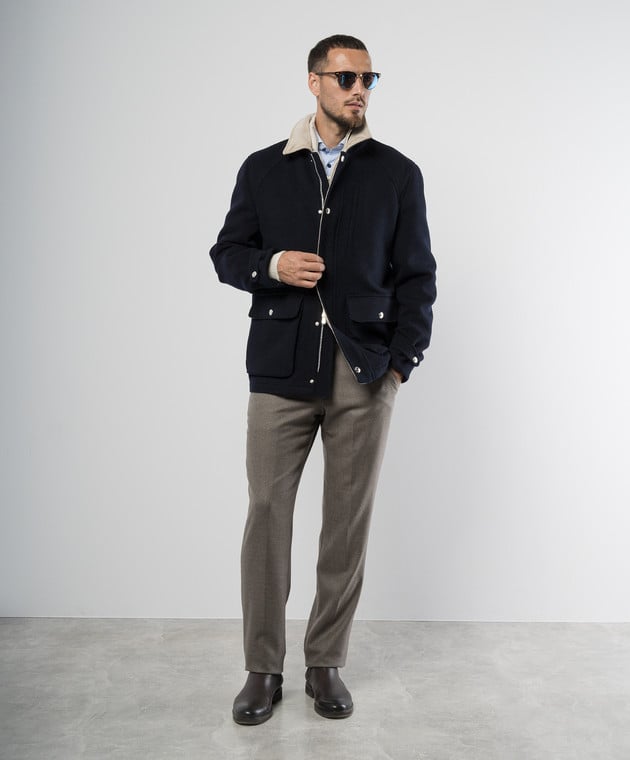 Brunello Cucinelli - Blue woolen jacket MY4416382 - shop with