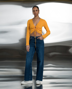 Solotre Orange ribbed top M3B0003