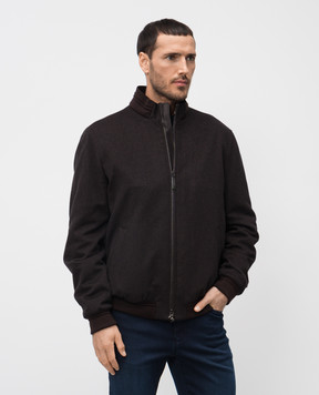 Stefano Ricci Brown cashmere, vicuña and silk jacket with leather inserts M7J1400090WG003G