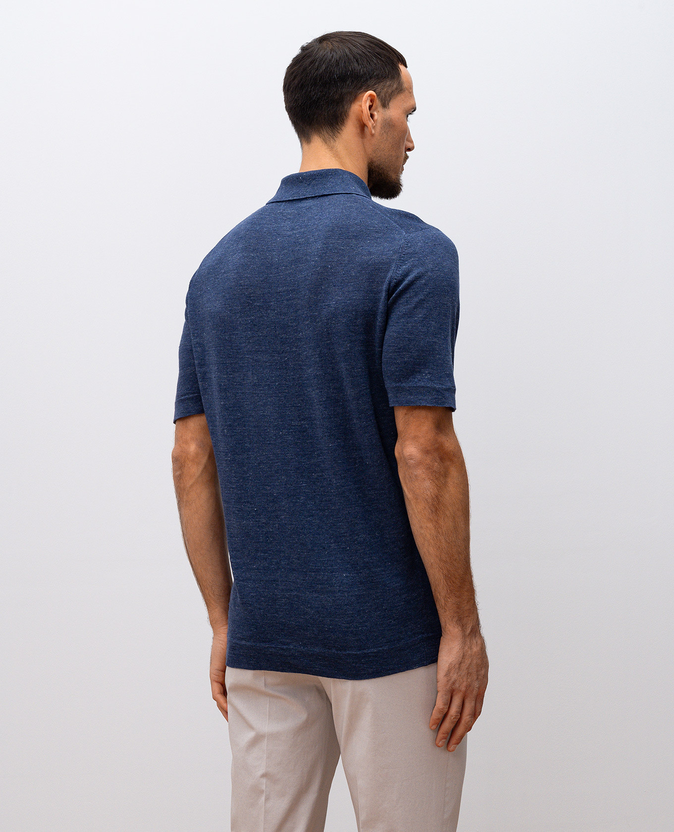 

Blue polo with linen Brunello Cucinelli