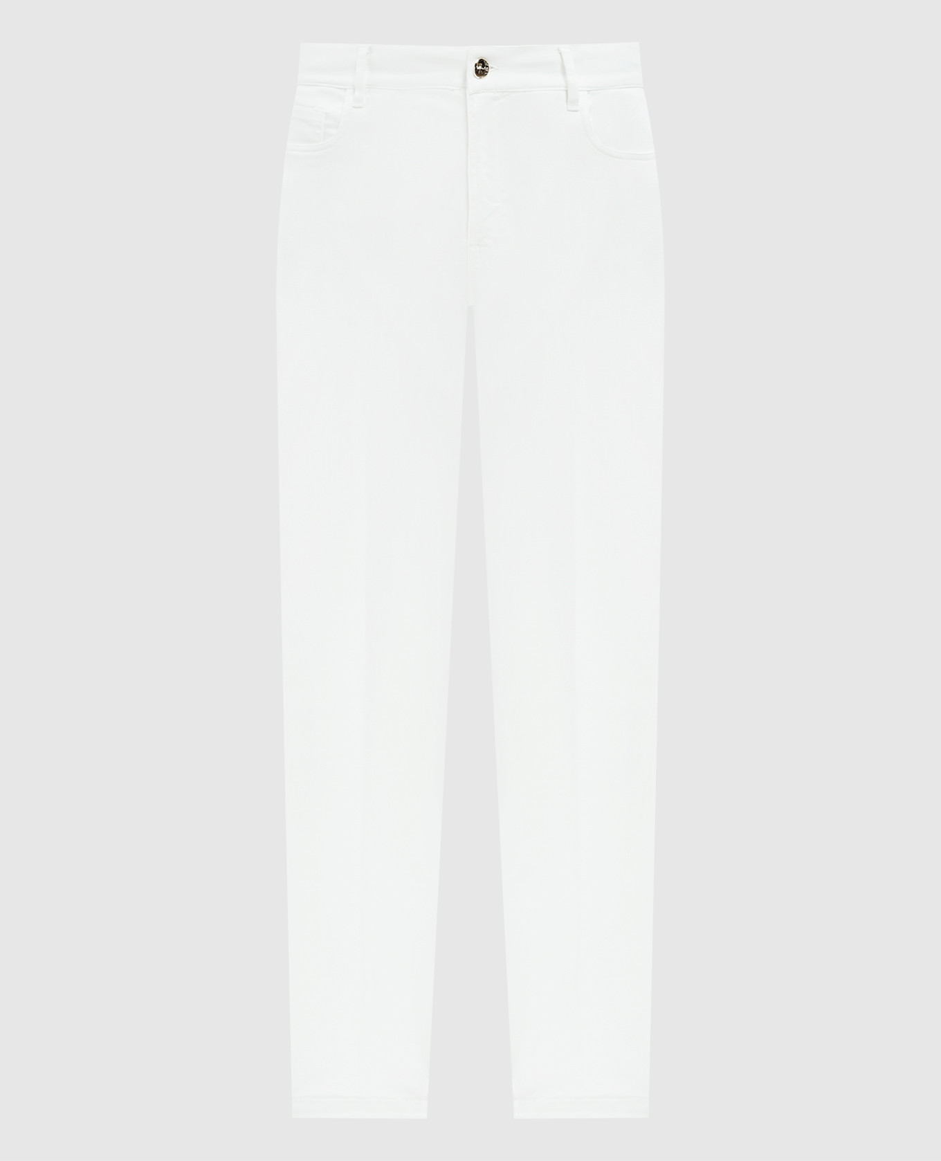 

White jeans with logo patch Enrico Mandelli