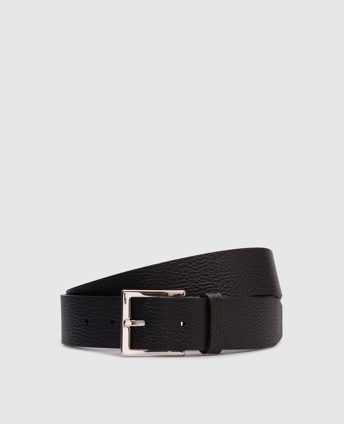 Black Micron Leather Belt Orciani