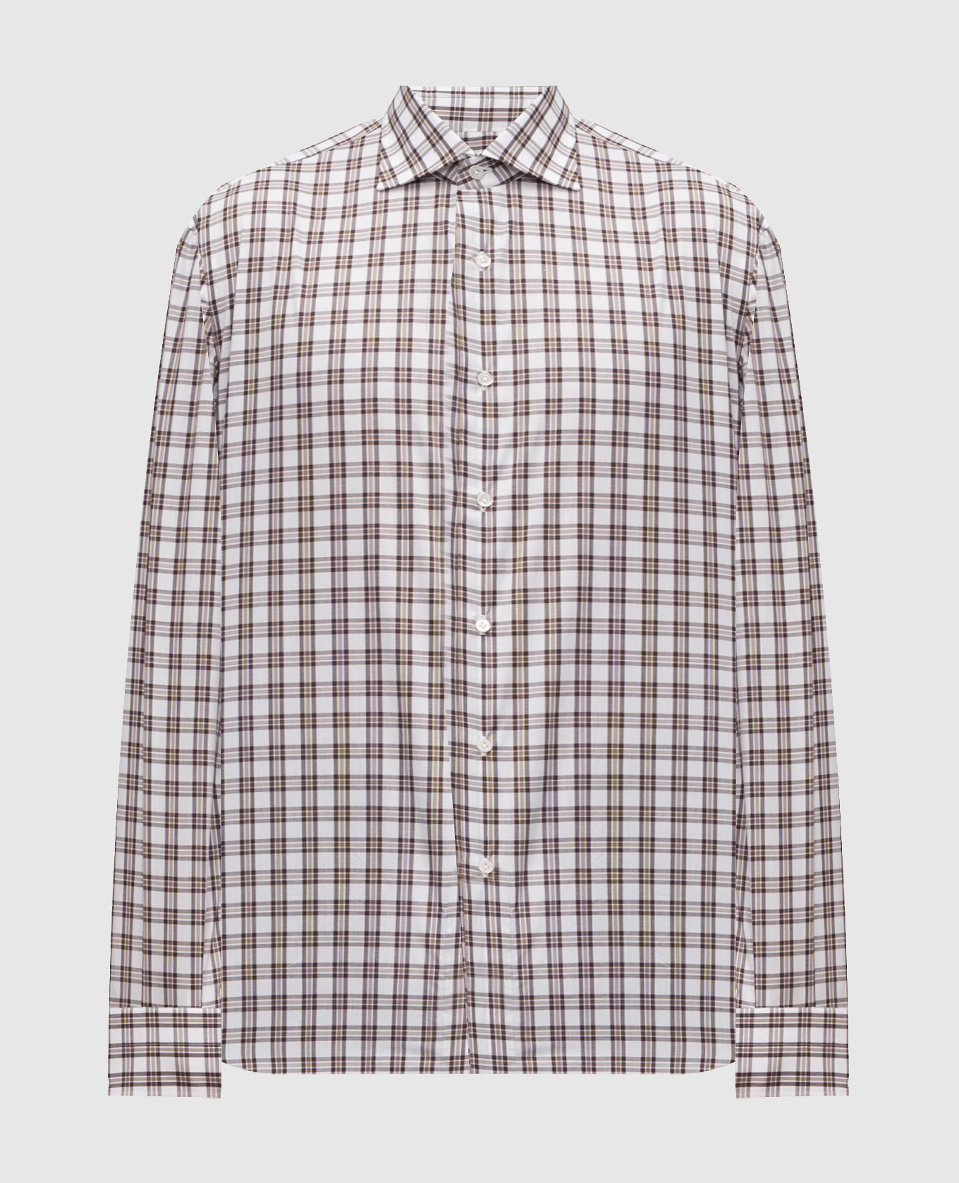 Brown checkered shirt ISAIA