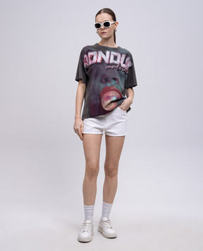 Dondup Gray T-shirt with print DS034JF0350DIV4