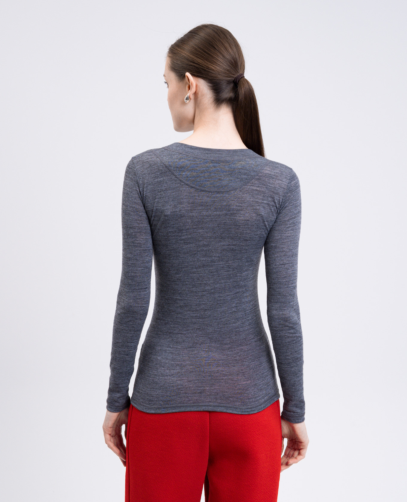 Grey melange wool jumper with logo Jil Sander 4