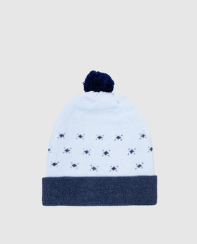 RiminiVeste Children's blue patterned hat with pompom WSB4619