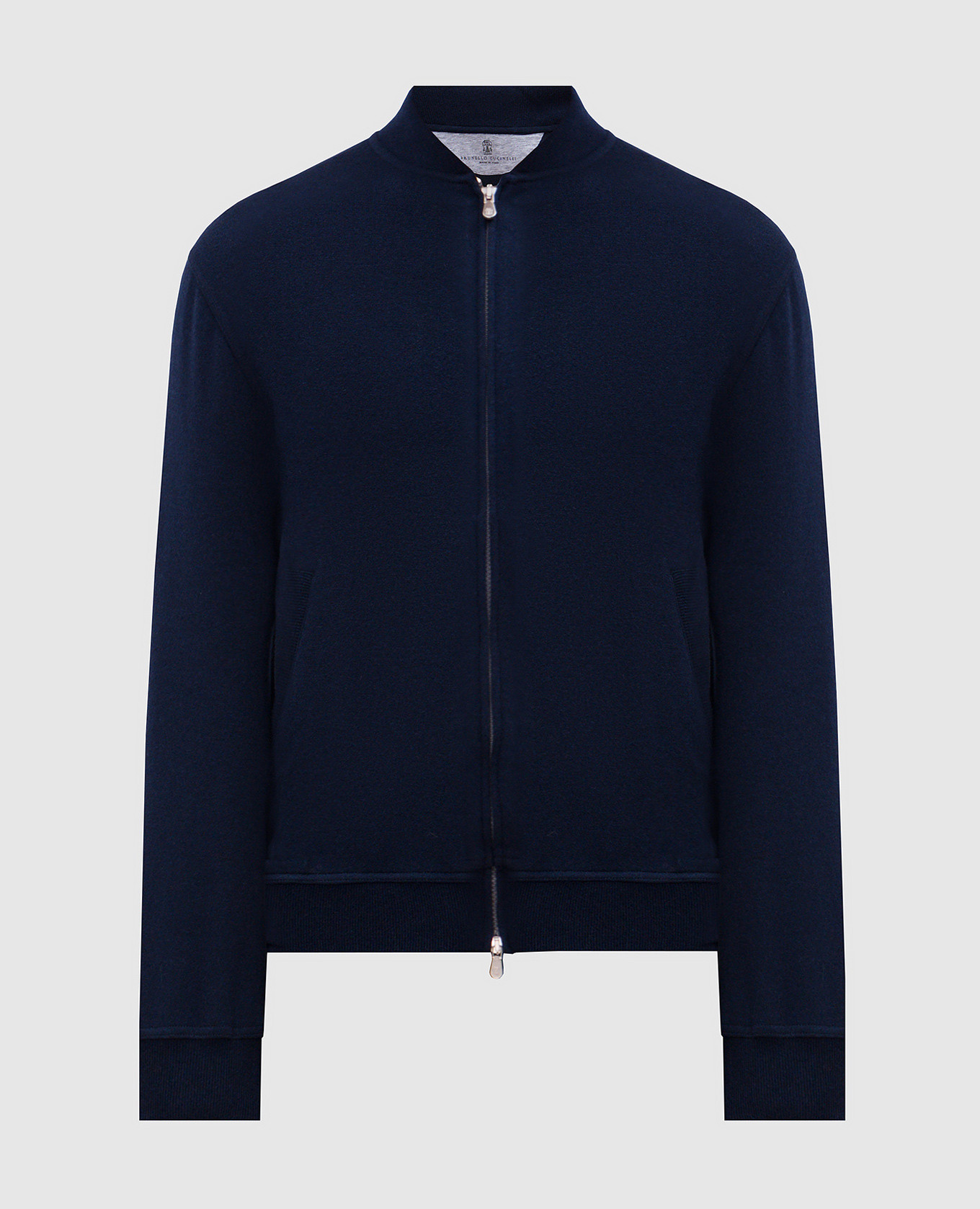 Blue bomber jacket with cashmere brunello cucinelli
