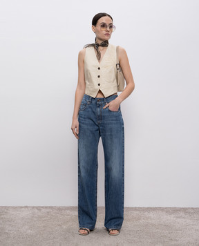 Brunello Cucinelli Contemporary blue jeans with leather logo patch MH192P5565