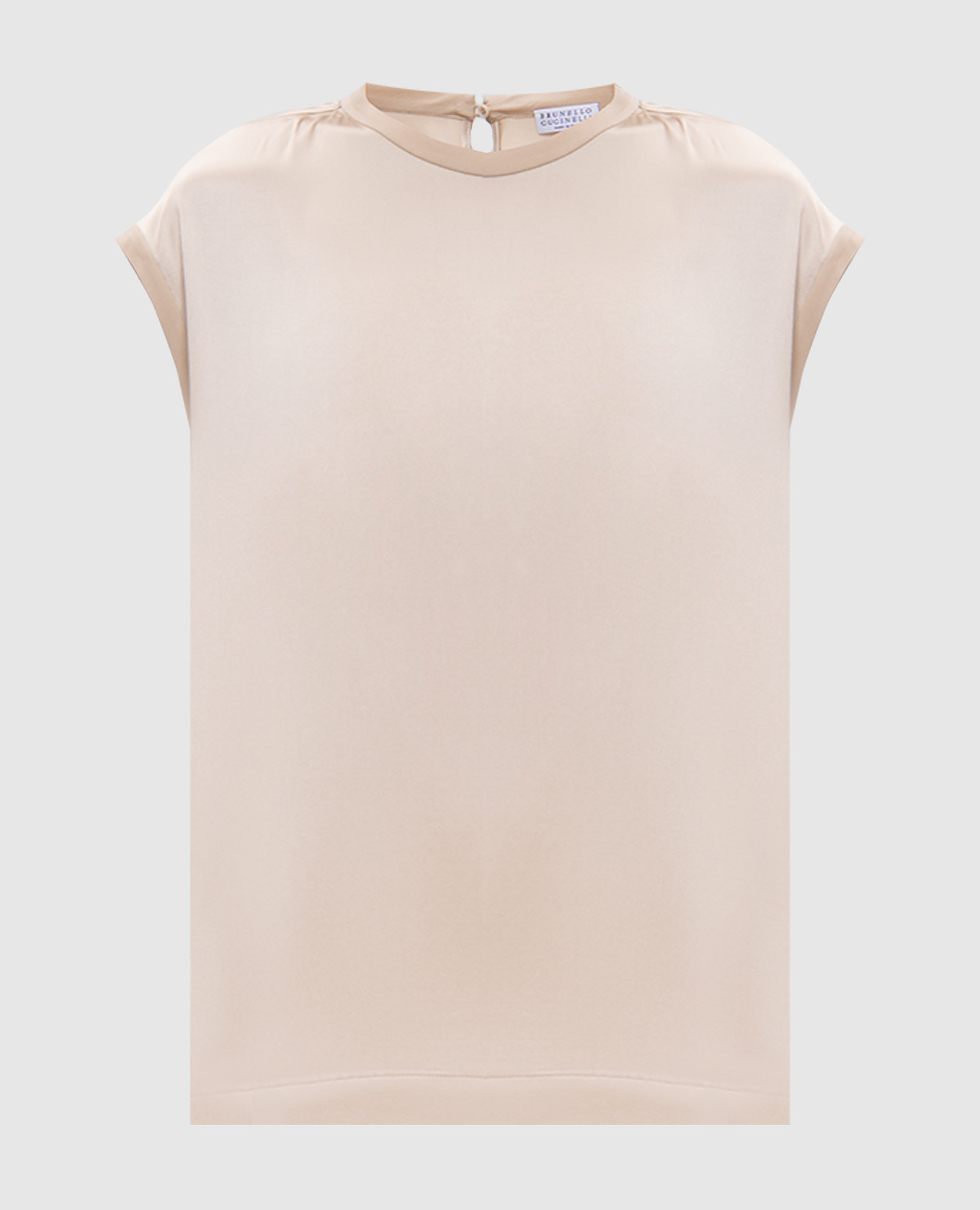 Beige silk top with monil chain Brunello Cucinelli