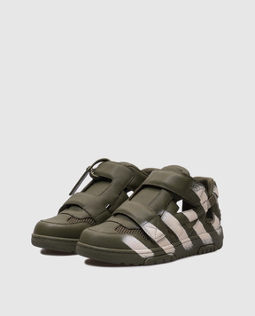 Off-White Out of Office Khaki Leather Sneakers with Cutouts OMIA29SZ25LEA001