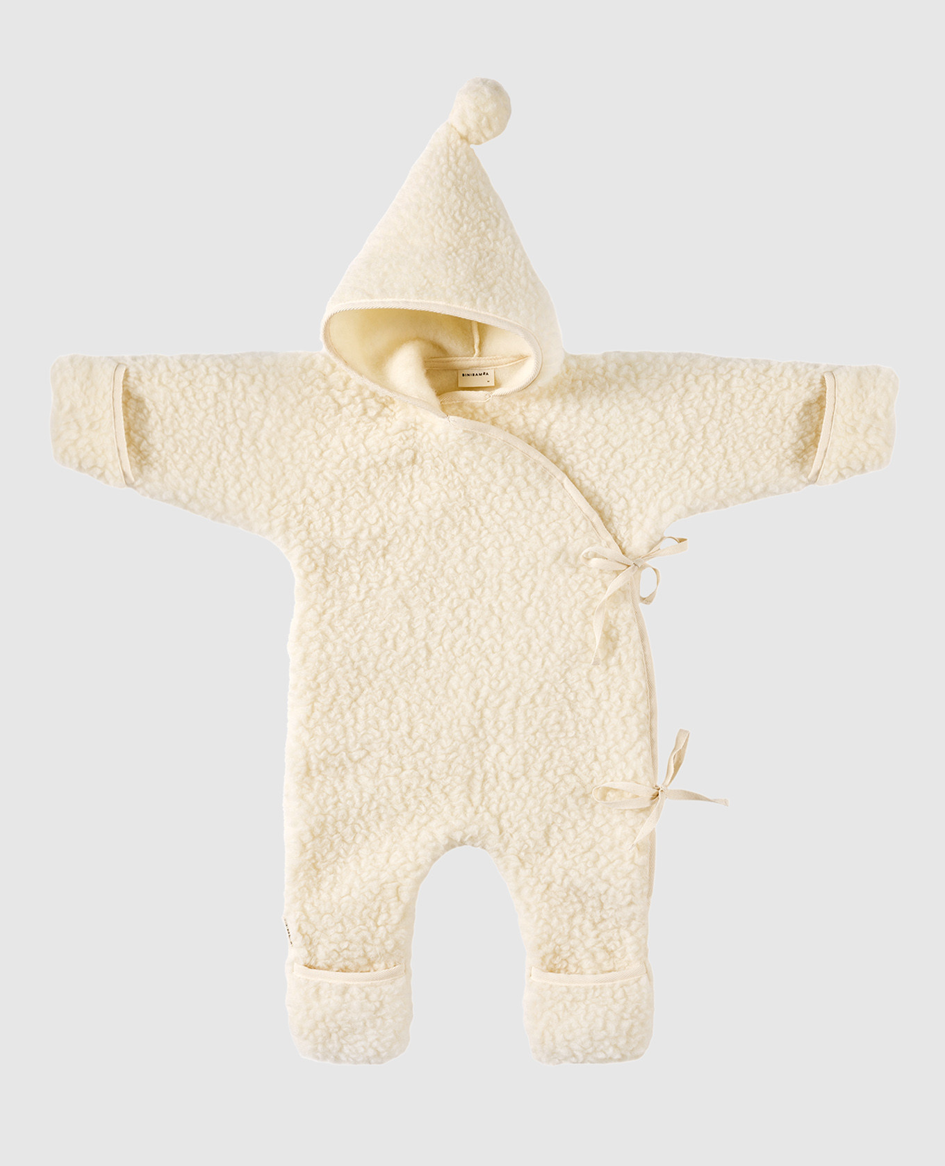 

Children' white merino wool overalls Binibamba