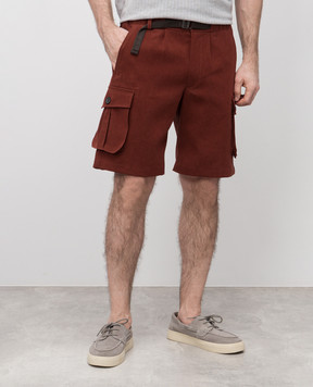 Sease Brown linen cargo shorts PB047TN052