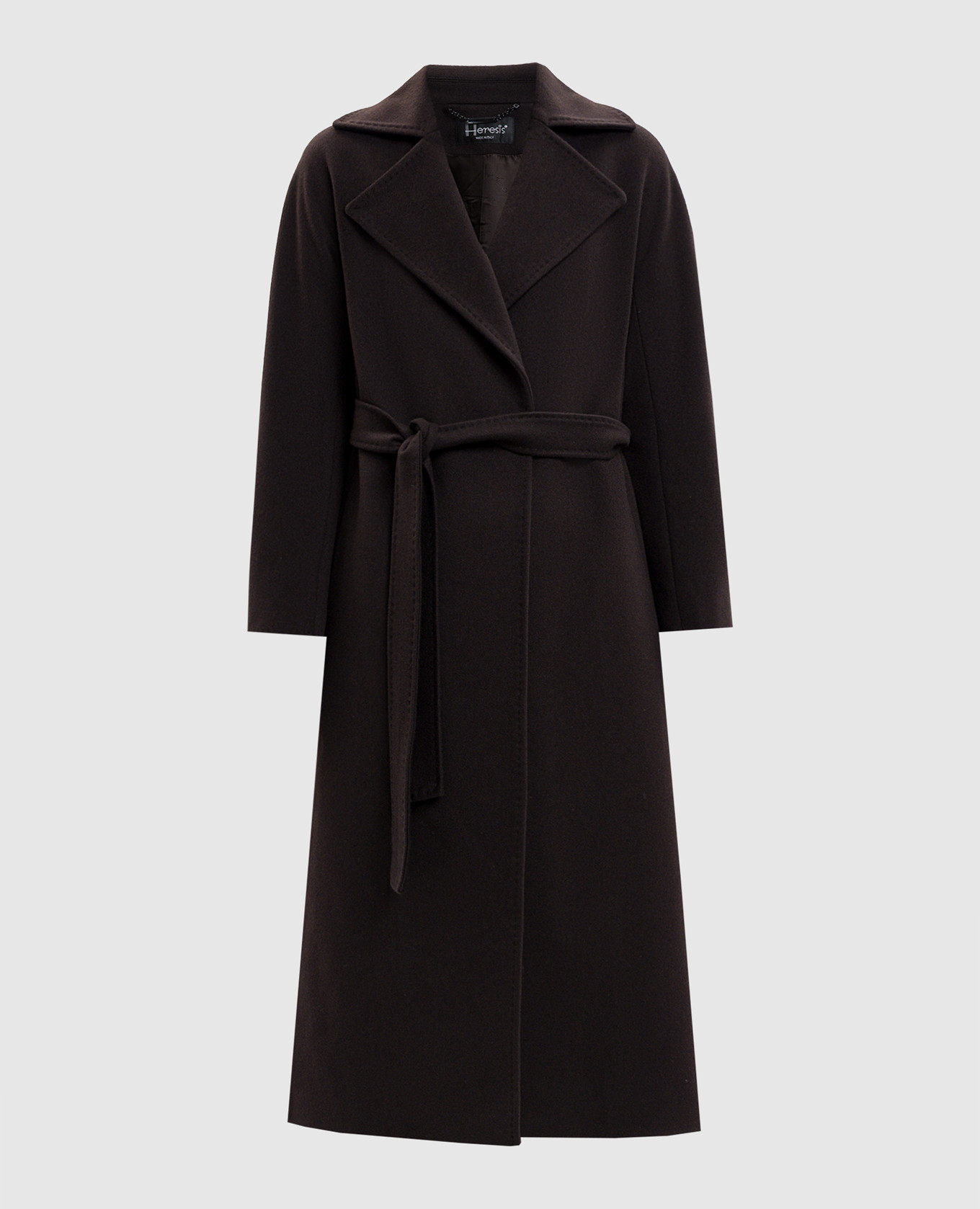 Brown wool coat with belt