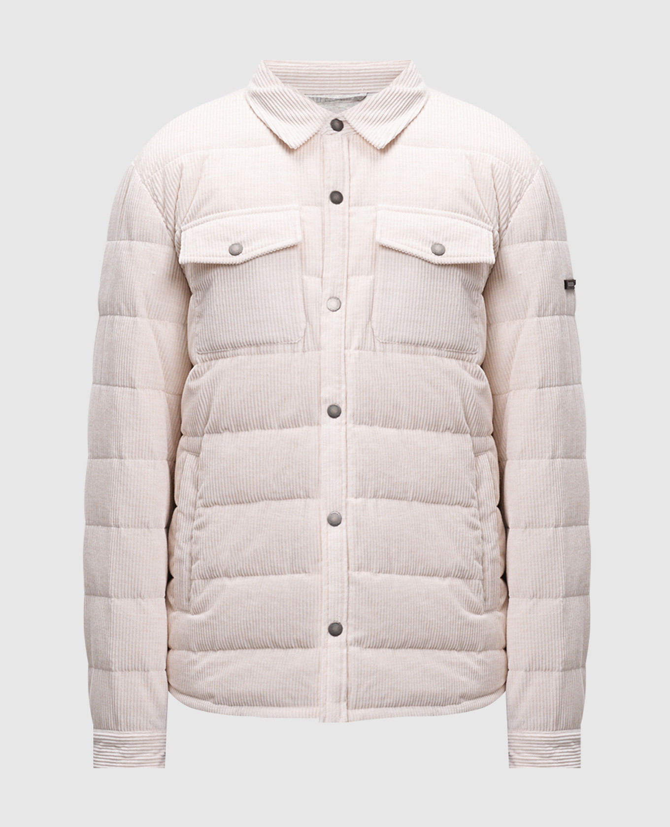 

Beige corduroy down jacket with logo patch Peserico, Бежевый