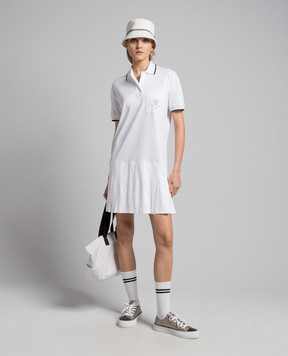Brunello Cucinelli White Pleated Logo Dress ML824AEN41