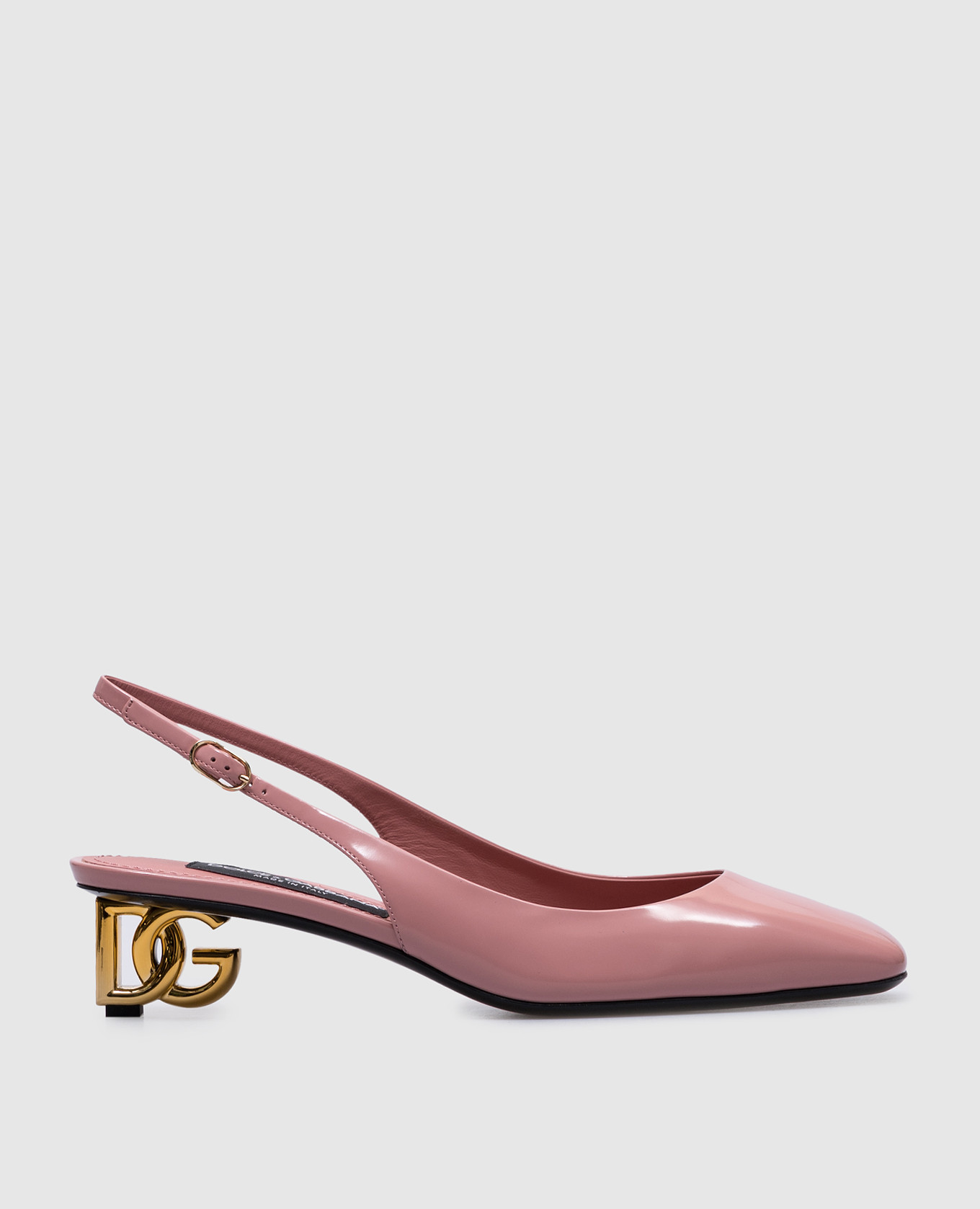 Pink leather glossy slingbacks with monogram logo Dolce&Gabbana