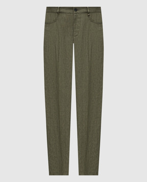 Stefano Ricci Green linen pants M1T22JEL00L0005Q