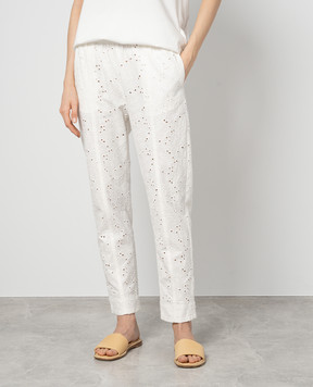 Twinset White pants with broderie embroidery 241LL2JBB