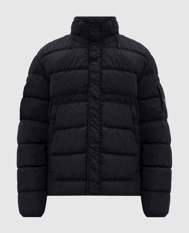 Enrico Mandelli - Black silk down jacket with logo 2T790A4934