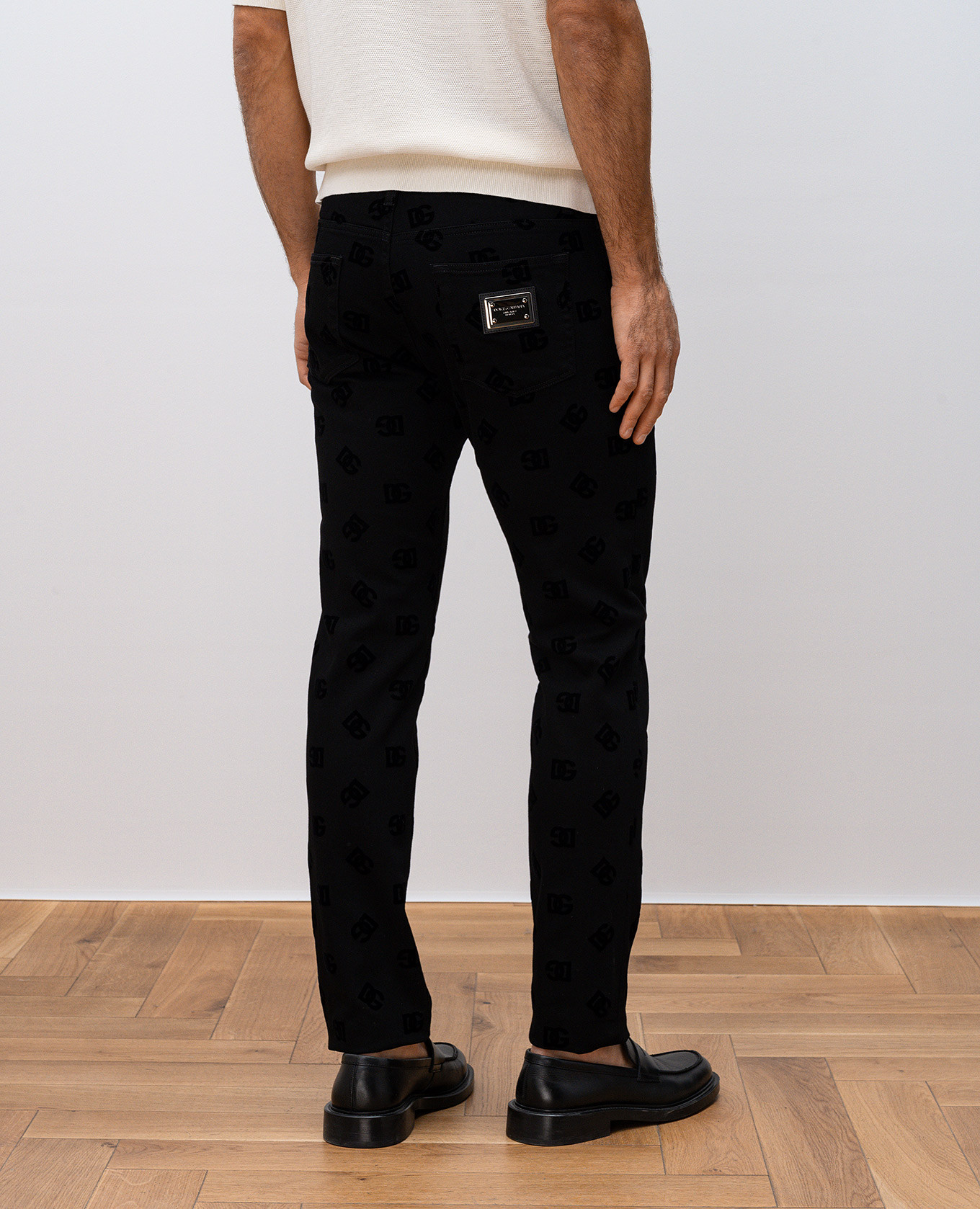 Black slim jeans with DG monogram logo texture pattern Dolce&Gabbana 4